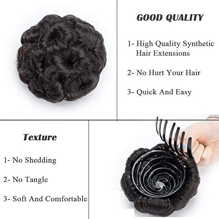 SEGO Hairpiece Bun Updo Hair Extensions Hair Scrunchie Messy Hair Extensions Hair Bun Wavy Dark Brown - Image 5